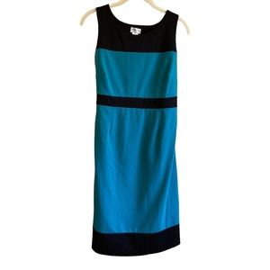 Maternity color block sleeveless black/teal dress, size zip. Sz S.